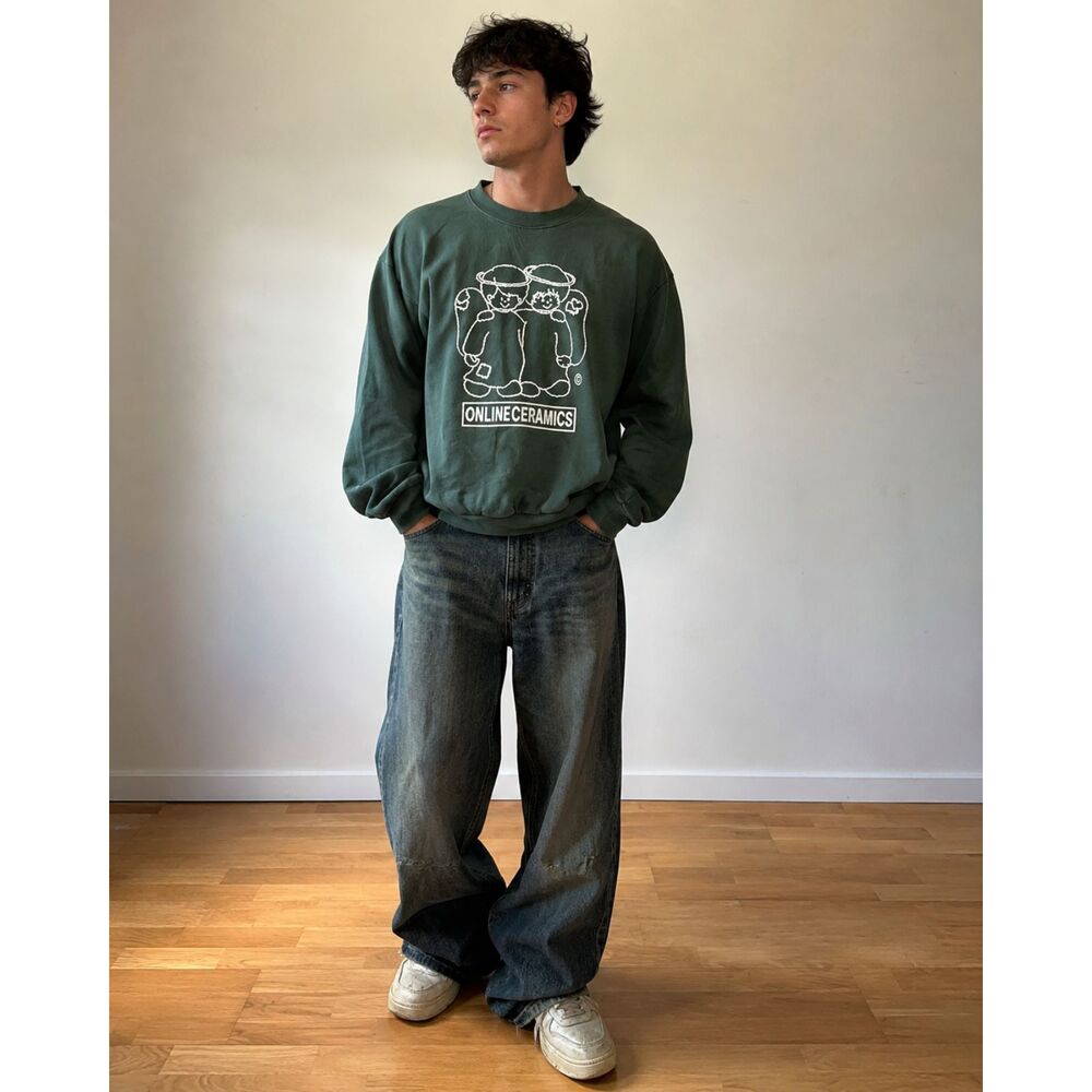 Online Ceramics Green Y2K Pullover Sweatshirt Top Shirt Tee   Mens Size XXL